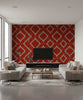 Decorative Harness Burgundy | Mind The Gap - Living Room Visualization (AI-generated, may not be to scale. Verify pattern scale with product specifications.)