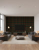 Equestrian Plaid Burgundy | Mind The Gap - Living Room Visualization (AI-generated, may not be to scale. Verify pattern scale with product specifications.)