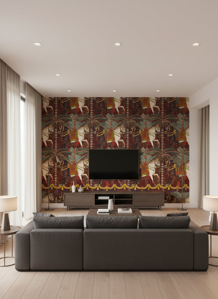 Carnaval | Mind The Gap - Living Room Visualization (AI-generated, may not be to scale. Verify pattern scale with product specifications.)