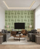 Bethel Batik Smoke Green | Mind The Gap - Living Room Visualization (AI-generated, may not be to scale. Verify pattern scale with product specifications.)
