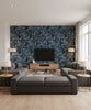 On The Stage Midnight Blue | Mind The Gap - Living Room Visualization (AI-generated, may not be to scale. Verify pattern scale with product specifications.)