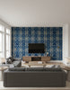 Varanasi Indigo | Mind The Gap - Living Room Visualization (AI-generated, may not be to scale. Verify pattern scale with product specifications.)