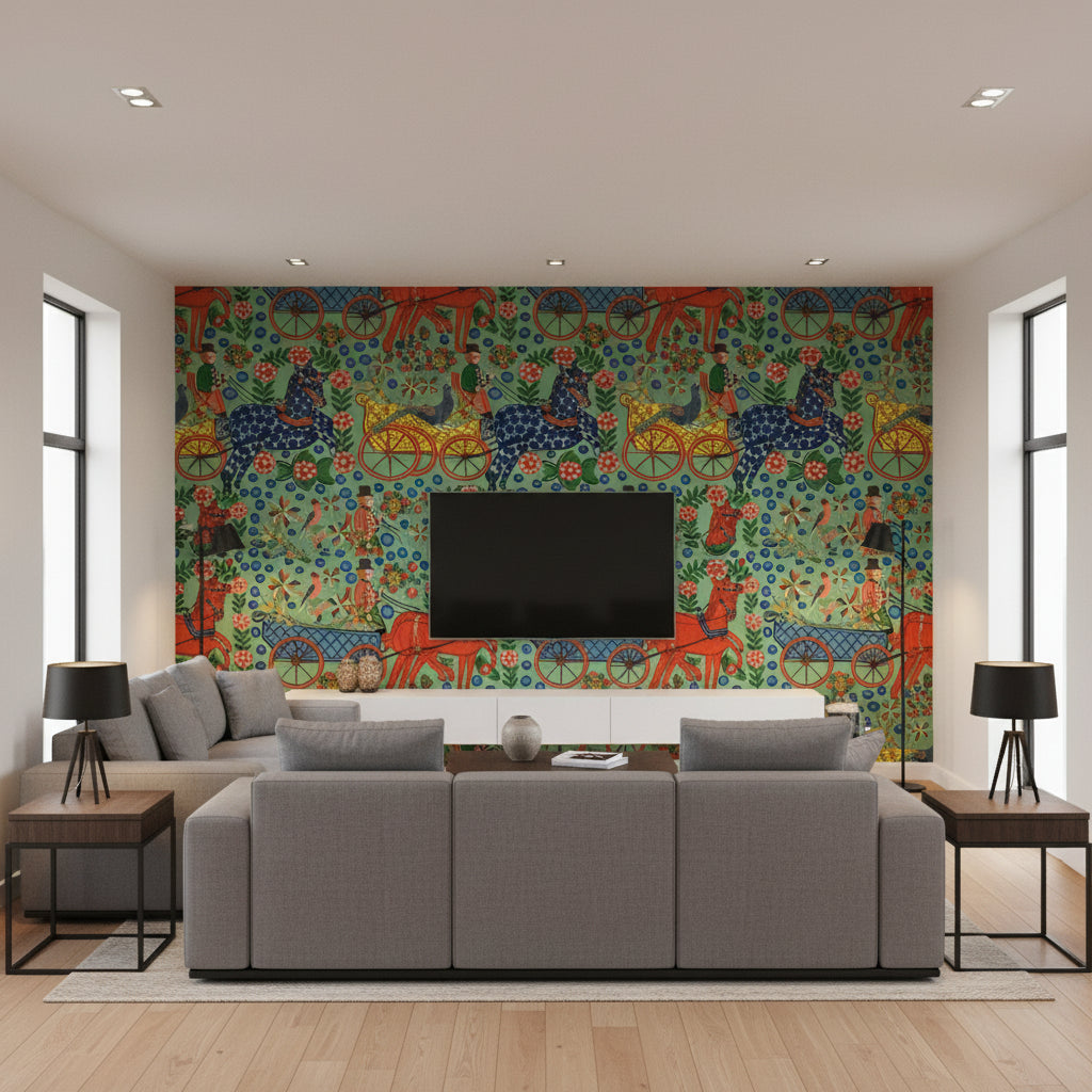 Fasnacht Absinth | Mind The Gap - Living Room Visualization (AI-generated, may not be to scale. Verify pattern scale with product specifications.)