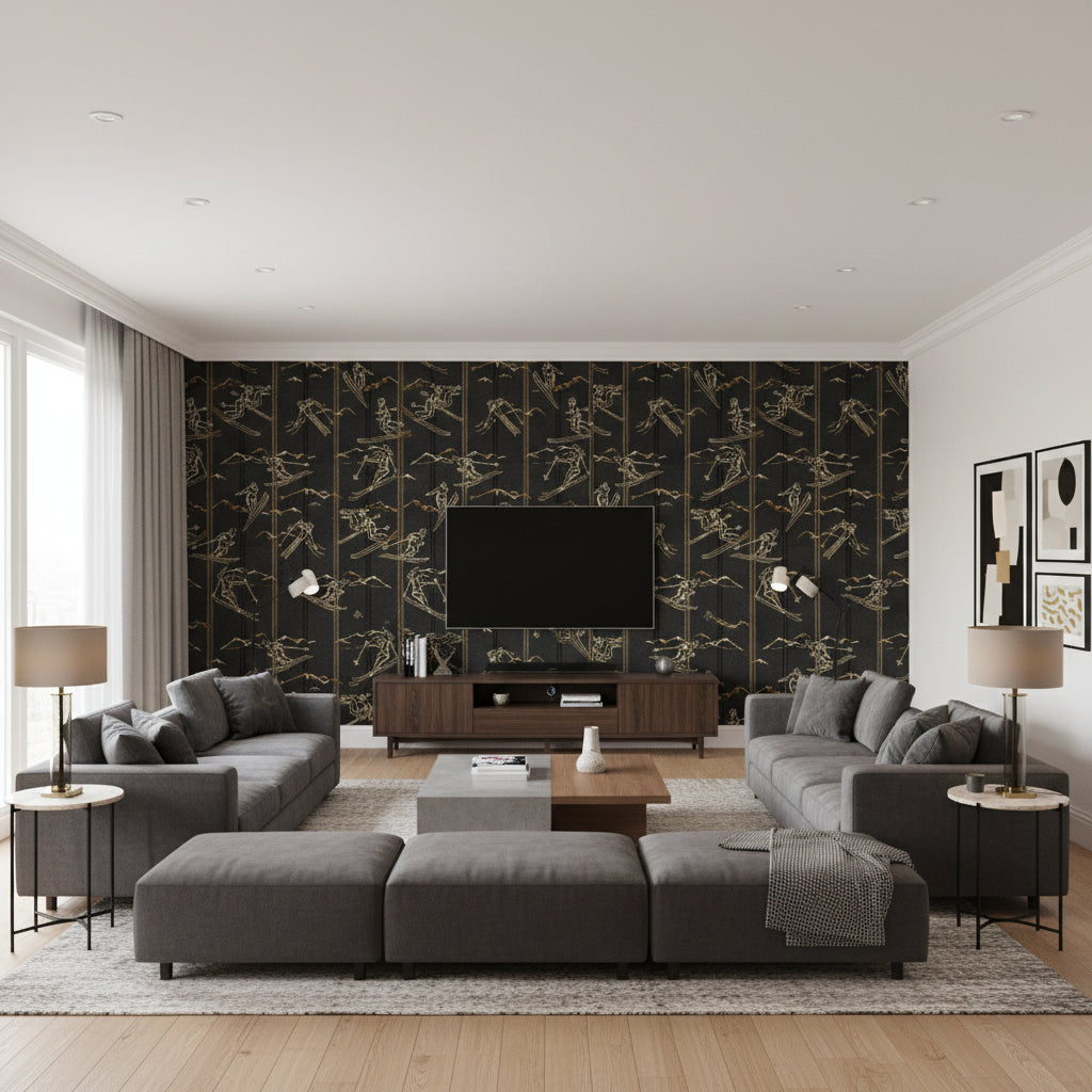 Ischgl Peat | Mind The Gap - Living Room Visualization (AI-generated, may not be to scale. Verify pattern scale with product specifications.)