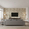 Ischgl Taupe | Mind The Gap - Living Room Visualization (AI-generated, may not be to scale. Verify pattern scale with product specifications.)