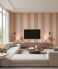Berber Stripes Rouge | Mind The Gap - Living Room Visualization (AI-generated, may not be to scale. Verify pattern scale with product specifications.)