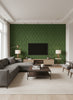 Tufted Panel Forest Green | Mind The Gap - Living Room Visualization (AI-generated, may not be to scale. Verify pattern scale with product specifications.)