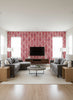 Ikat Raspberry Ripple | Mind The Gap - Living Room Visualization (AI-generated, may not be to scale. Verify pattern scale with product specifications.)