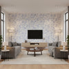 Fern Toile Bluebell |    Ralph Lauren - Living Room Visualization (AI-generated, may not be to scale. Verify pattern scale with product specifications.)