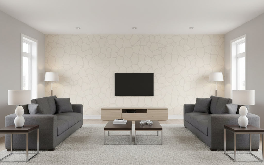 Ginny's Giraffe - Living Room Visualization (AI-generated, may not be to scale. Verify pattern scale with product specifications.)