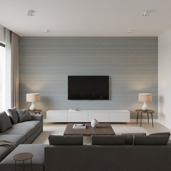 Abaca Weave Wallcovering - Blue | Ronald Redding