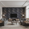 Glamglass Galore - Glass Beaded Wallcovering - Living Room Visualization (AI-generated, may not be to scale. Verify pattern scale with product specifications.)