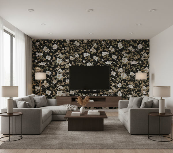 Marguerite Vine Wallcovering - Black | Ronald Redding