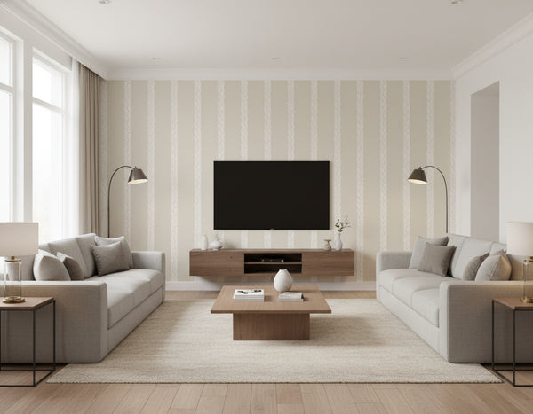 Braided Stripe Wallcovering - Beige | Ronald Redding