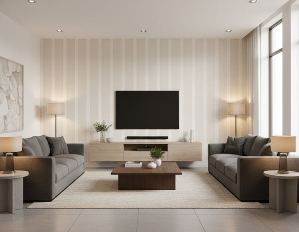 Braided Stripe Wallcovering - Tan | Ronald Redding