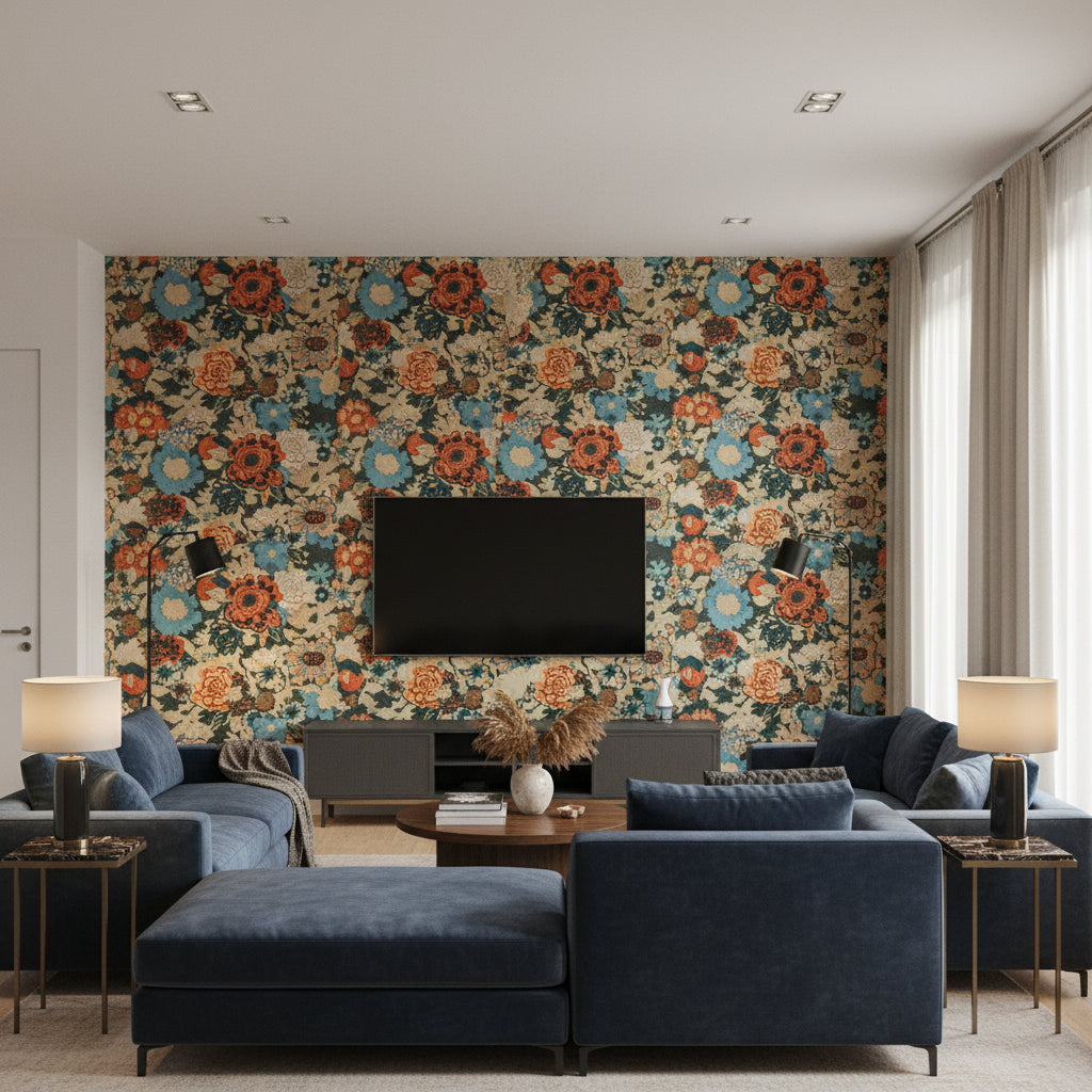 GWP-3729.517.0 | Kravet - Living Room Visualization (AI-generated, may not be to scale. Verify pattern scale with product specifications.)