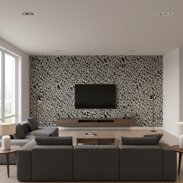 Leopard Rosettes Wallcovering - Black/Linen | Ronald Redding