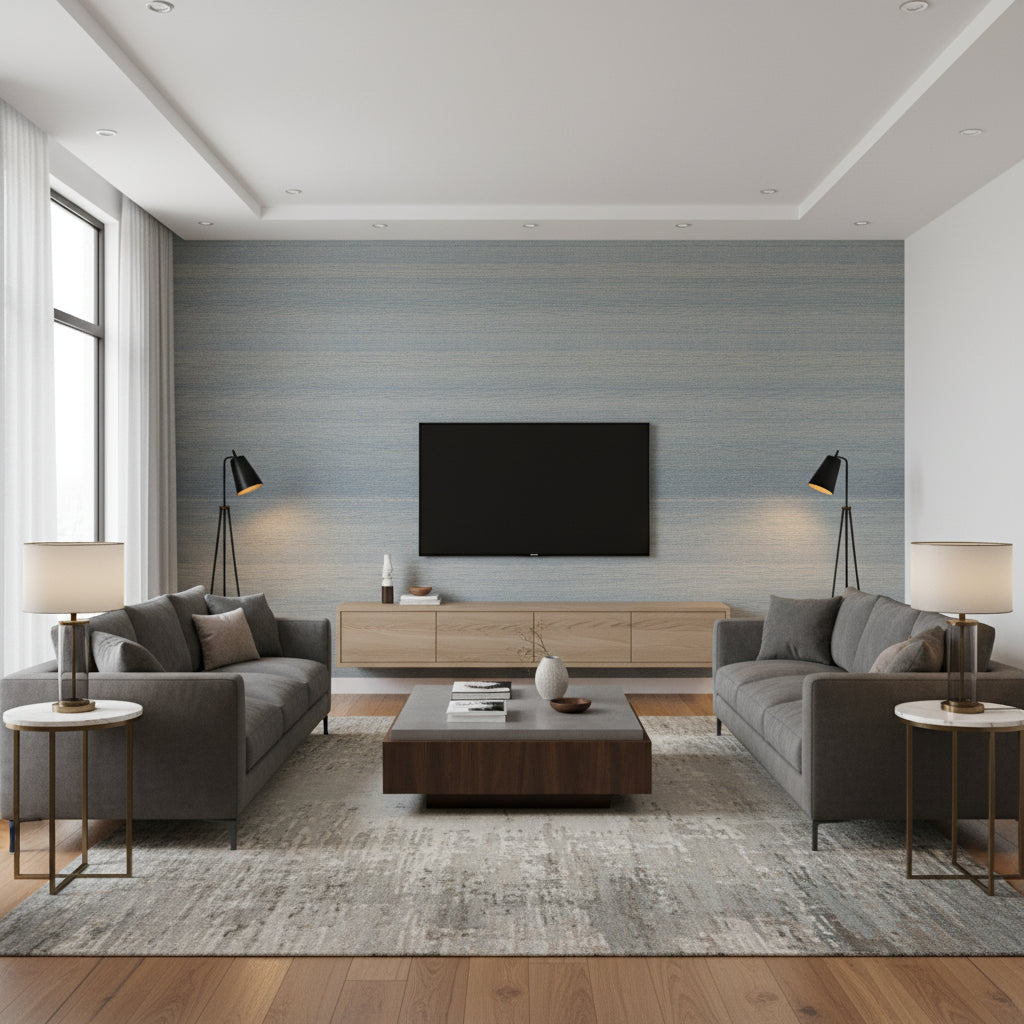 JAG-50052.5.0 | Kravet - Living Room Visualization (AI-generated, may not be to scale. Verify pattern scale with product specifications.)