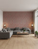 Java | Burnt Orange Wallpaper - Living Room Visualization (AI-generated, may not be to scale. Verify pattern scale with product specifications.)