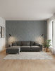Java | Indigo Wallpaper - Living Room Visualization (AI-generated, may not be to scale. Verify pattern scale with product specifications.)