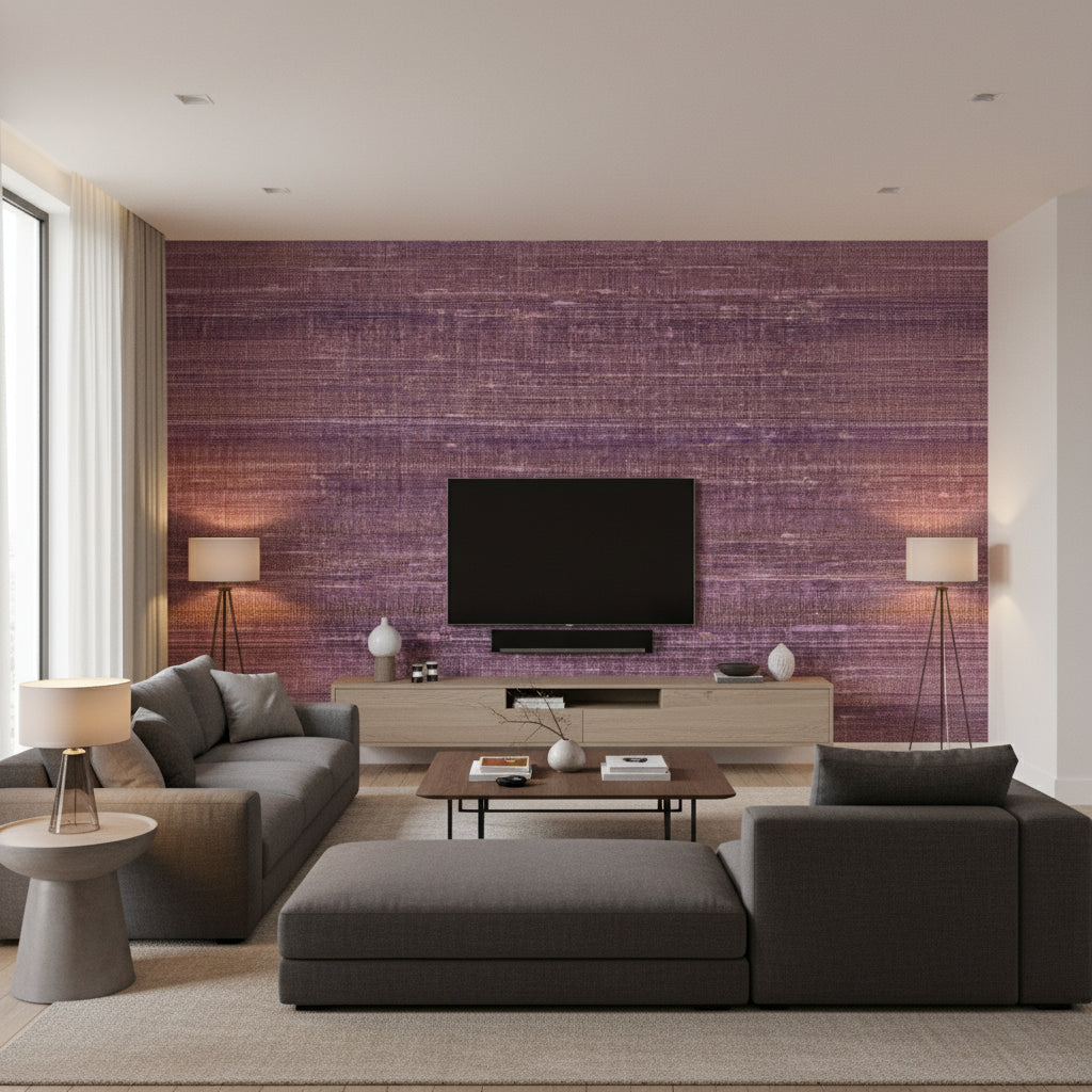 Kosa Silk Objet De Désir | Elitis - Living Room Visualization (AI-generated, may not be to scale. Verify pattern scale with product specifications.)