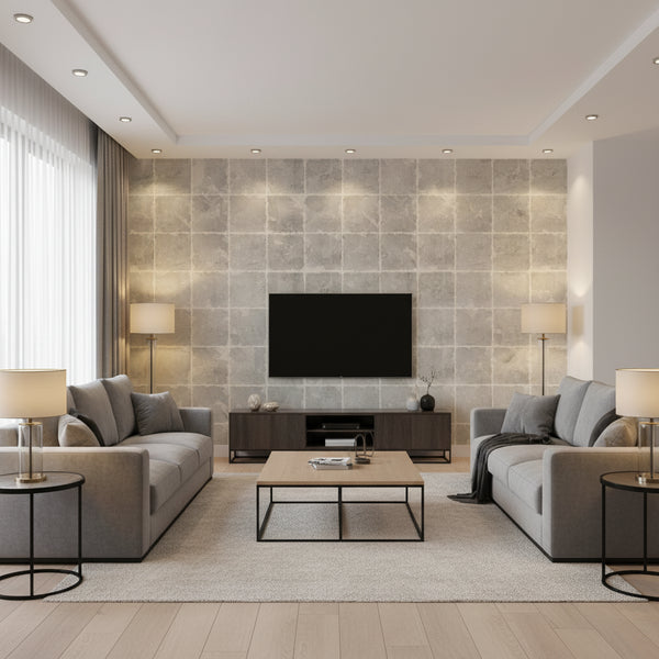 Metal Leaf Squares Wallcovering - Glint | Ronald Redding