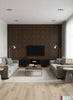 Lacrosse Coffered Wood Panel Wallcovering - Oak - Living Room Visualization (AI-generated, may not be to scale. Verify pattern scale with product specifications.)