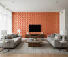 Lawson Bay Lattice Trellis - Spice Orange - Living Room Visualization (AI-generated, may not be to scale. Verify pattern scale with product specifications.)