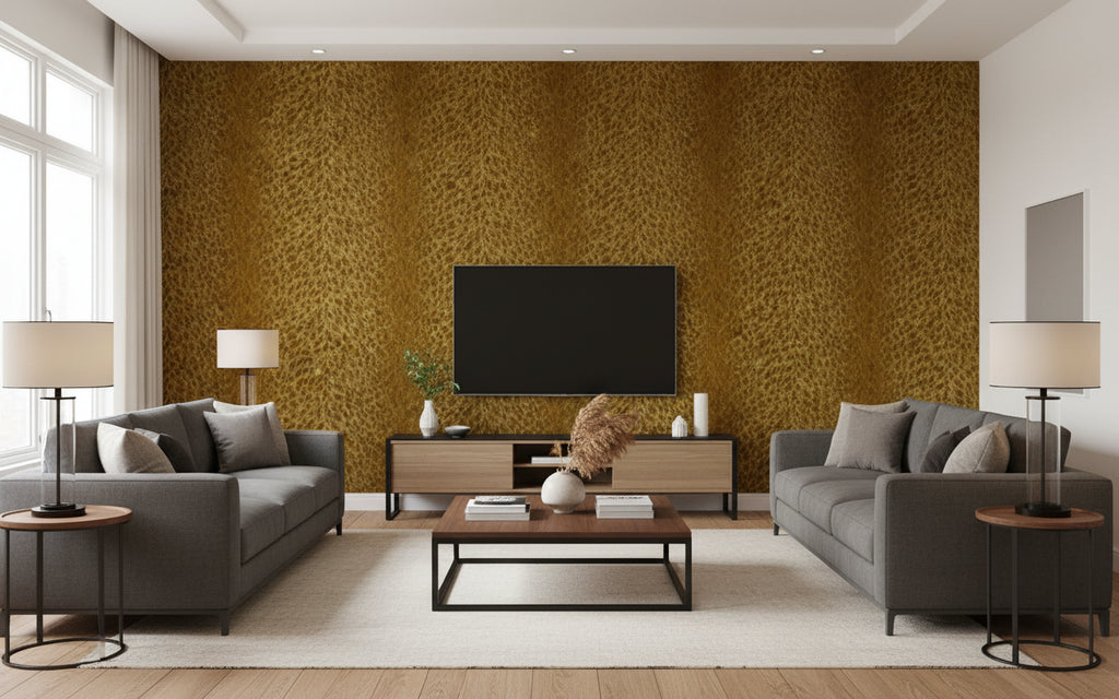 Leaping Leopard - Living Room Visualization (AI-generated, may not be to scale. Verify pattern scale with product specifications.)