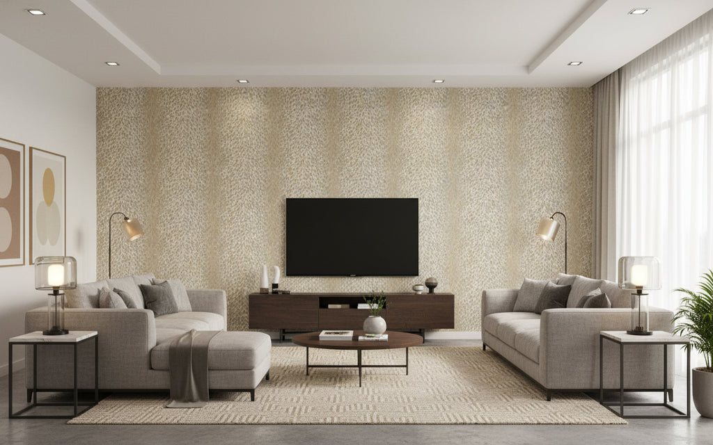 Leaping Leopard - Living Room Visualization (AI-generated, may not be to scale. Verify pattern scale with product specifications.)