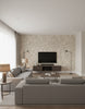 London Calling - Map Wallcovering - Cream Parchment - Living Room Visualization (AI-generated, may not be to scale. Verify pattern scale with product specifications.)