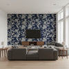 Marlowe Floral Prussian Blue |    Ralph Lauren - Living Room Visualization (AI-generated, may not be to scale. Verify pattern scale with product specifications.)