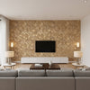 Mother of Pearl On the Half Shell - Golden Pearl | Maya Romanoff - Living Room Visualization (AI-generated, may not be to scale. Verify pattern scale with product specifications.)