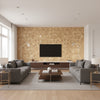 Mother of Pearl - Golden Pearl | Maya Romanoff - Living Room Visualization (AI-generated, may not be to scale. Verify pattern scale with product specifications.)