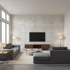 Flexi Mother of Pearl - Natural Pearl | Maya Romanoff - Living Room Visualization (AI-generated, may not be to scale. Verify pattern scale with product specifications.)