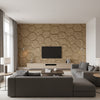 Meditations ohm - Sesame | Maya Romanoff - Living Room Visualization (AI-generated, may not be to scale. Verify pattern scale with product specifications.)