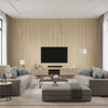 Natural Elements - Refined - Birch | Maya Romanoff - Living Room Visualization (AI-generated, may not be to scale. Verify pattern scale with product specifications.)