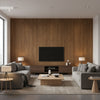 Natural Elements - Refined - Pecan | Maya Romanoff - Living Room Visualization (AI-generated, may not be to scale. Verify pattern scale with product specifications.)