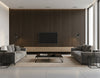 Natural Elements - Refined - Dark Walnut | Maya Romanoff - Living Room Visualization (AI-generated, may not be to scale. Verify pattern scale with product specifications.)