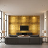 Precious Metals - Vermilion Gold | Maya Romanoff - Living Room Visualization (AI-generated, may not be to scale. Verify pattern scale with product specifications.)