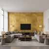 Precious Metals - Ebony Gold | Maya Romanoff - Living Room Visualization (AI-generated, may not be to scale. Verify pattern scale with product specifications.)