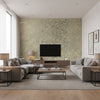 Precious Metals - Brushed Chromium | Maya Romanoff - Living Room Visualization (AI-generated, may not be to scale. Verify pattern scale with product specifications.)