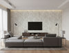 Serigraph Citiscape - Engraved Grey | Maya Romanoff - Living Room Visualization (AI-generated, may not be to scale. Verify pattern scale with product specifications.)