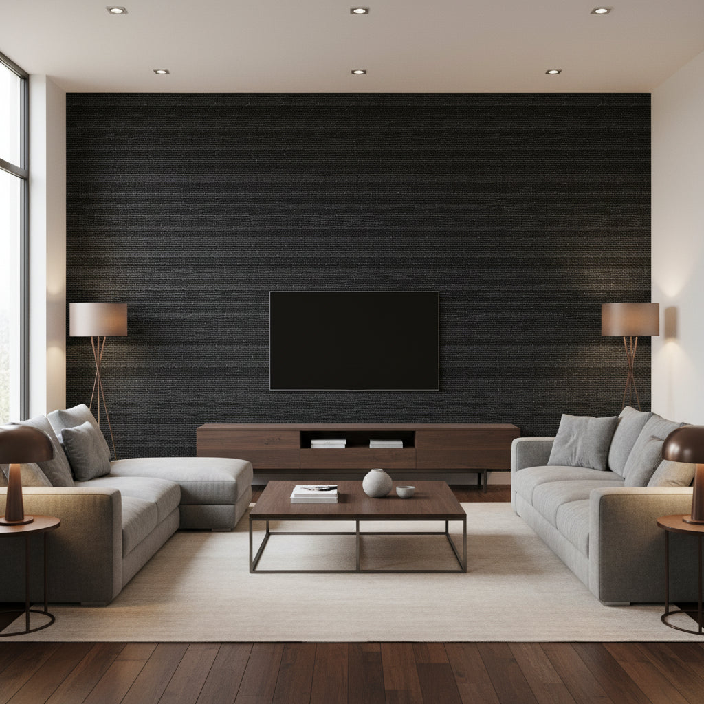 Beadazzled 1109 | Maya Romanoff - Living Room Visualization (AI-generated, may not be to scale. Verify pattern scale with product specifications.)