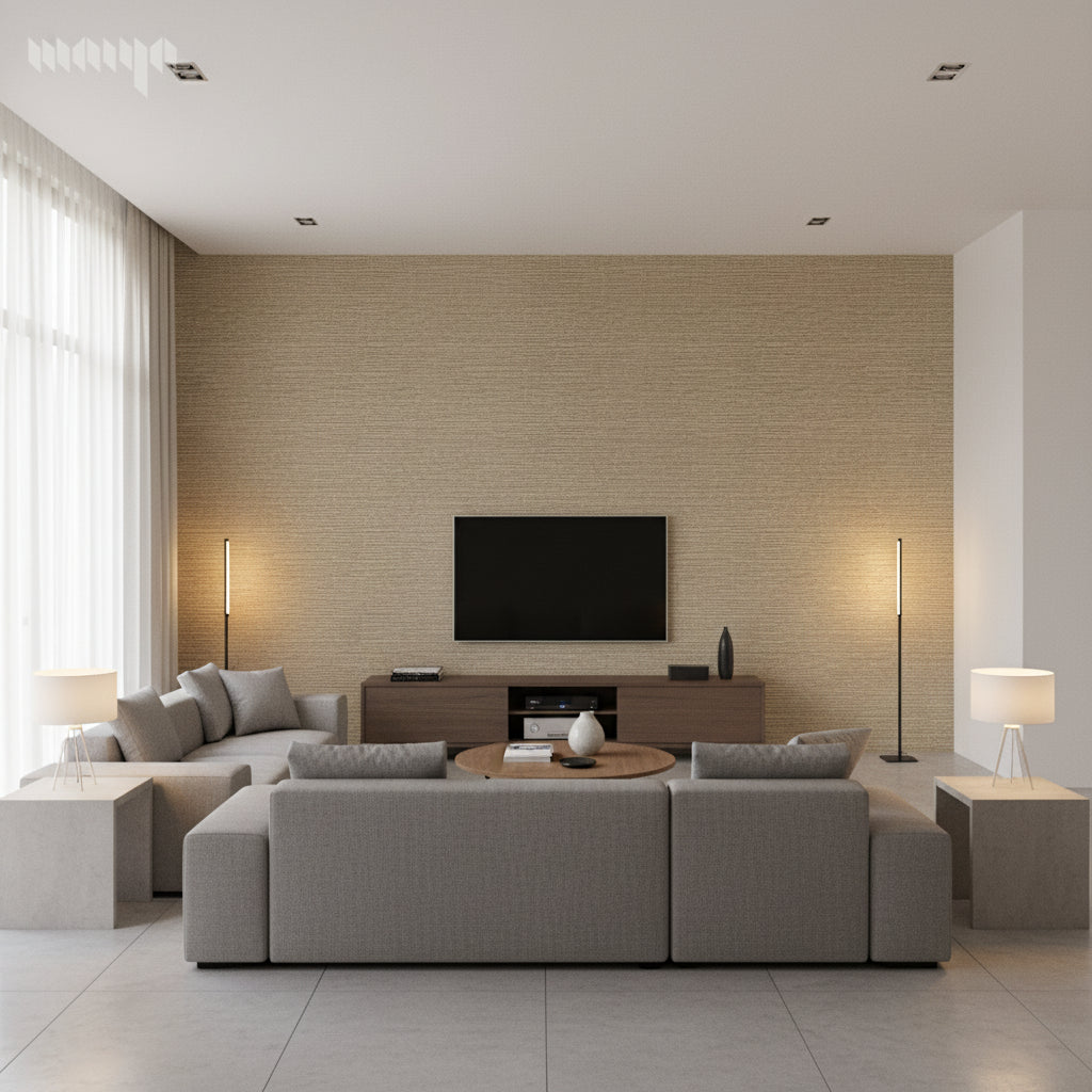 Beadazzled 1971 | Maya Romanoff - Living Room Visualization (AI-generated, may not be to scale. Verify pattern scale with product specifications.)