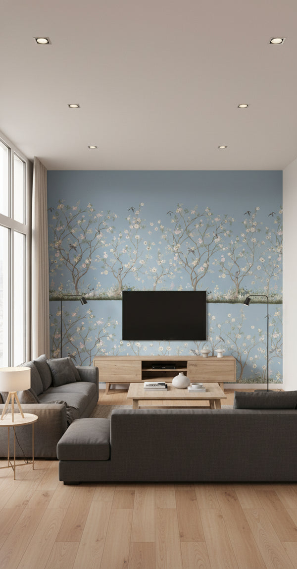 Lingering Garden Wallcovering Mural - Sky Blue | Ronald Redding