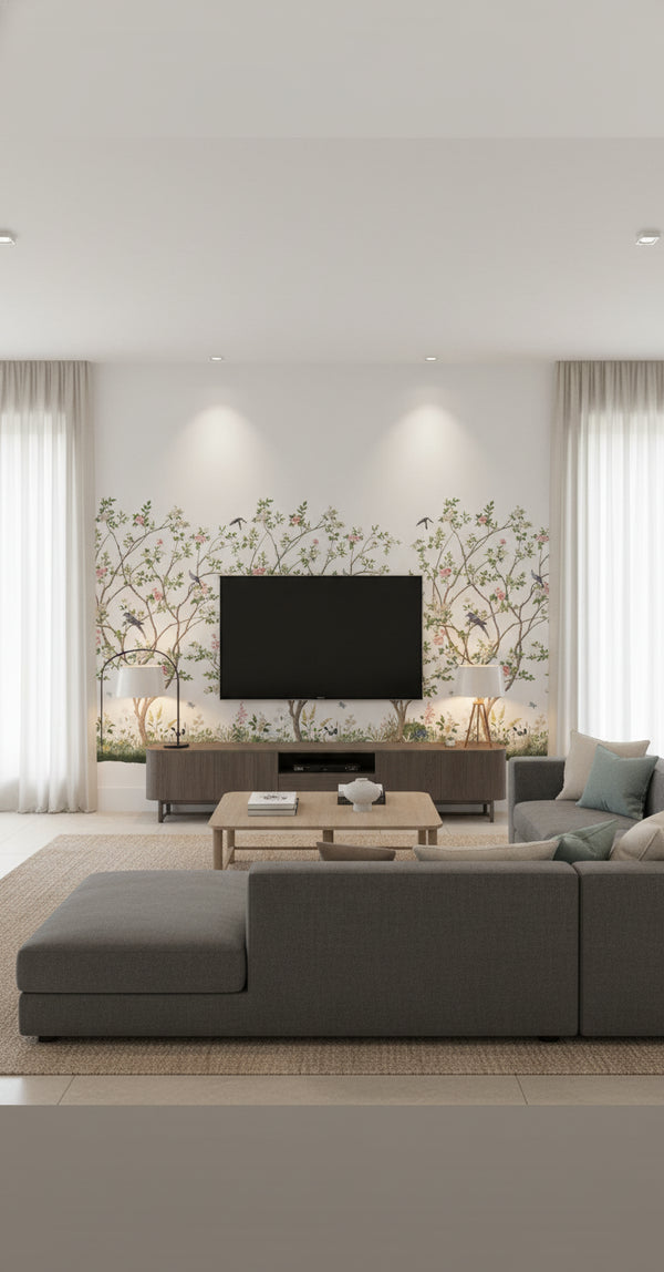 Lingering Garden Wallcovering Mural - White | Ronald Redding