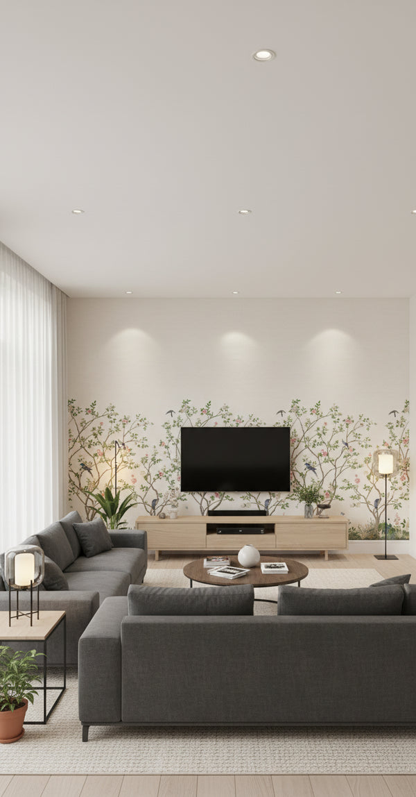 Lingering Garden Wallcovering Mural on Sisal - White On Sisal | Ronald Redding