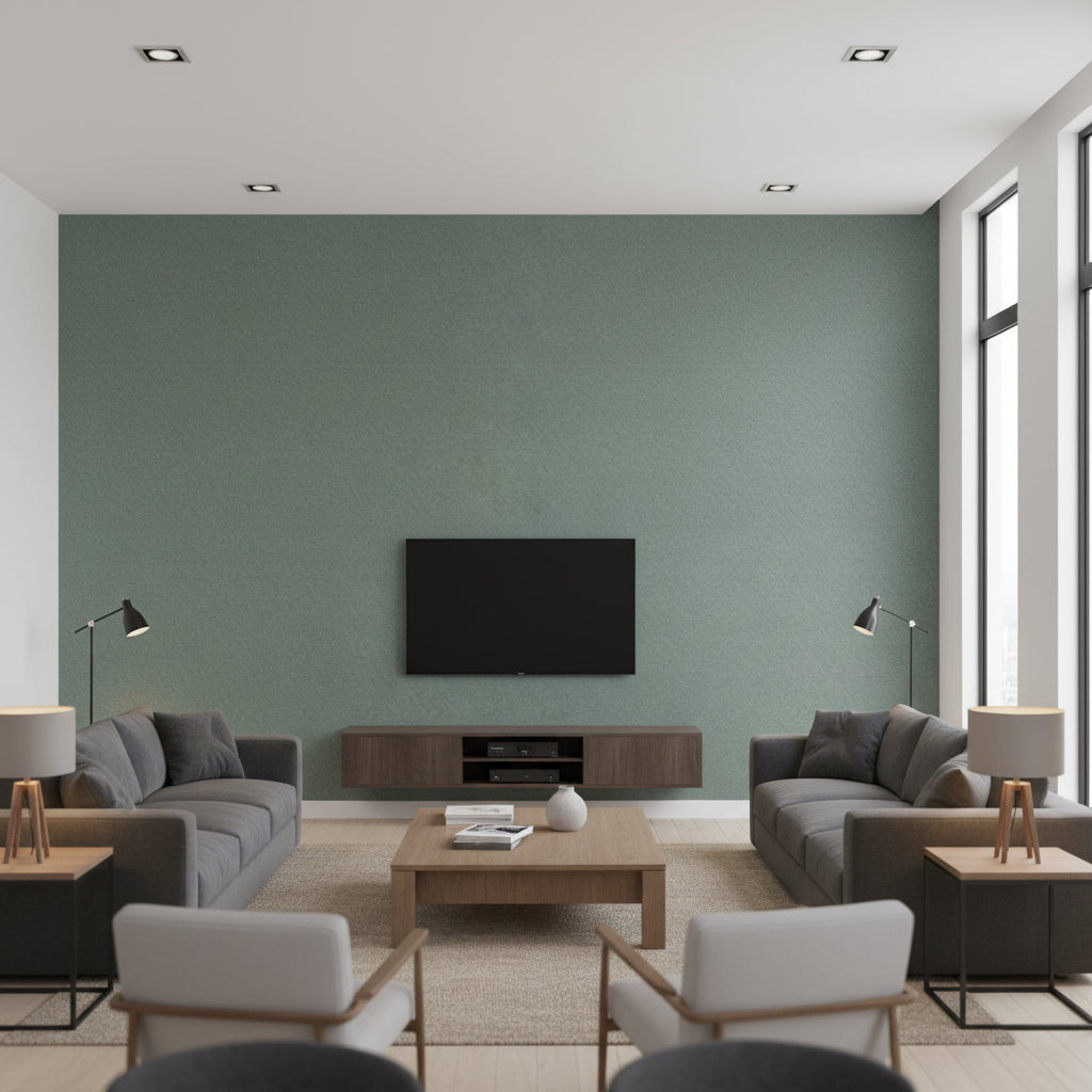 Papier Atlantic | Romo - Living Room Visualization (AI-generated, may not be to scale. Verify pattern scale with product specifications.)