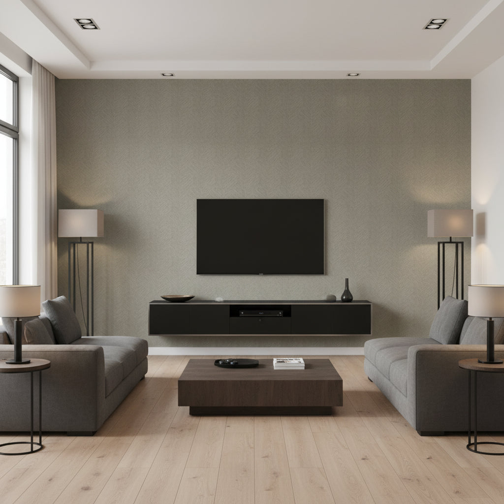 Papier Heath | Romo - Living Room Visualization (AI-generated, may not be to scale. Verify pattern scale with product specifications.)